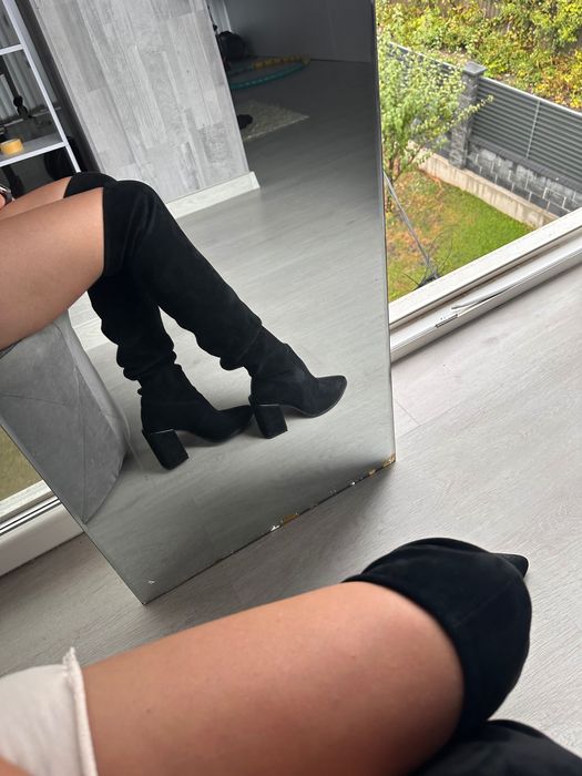 Ботфорди-панчохи натур.замша 37