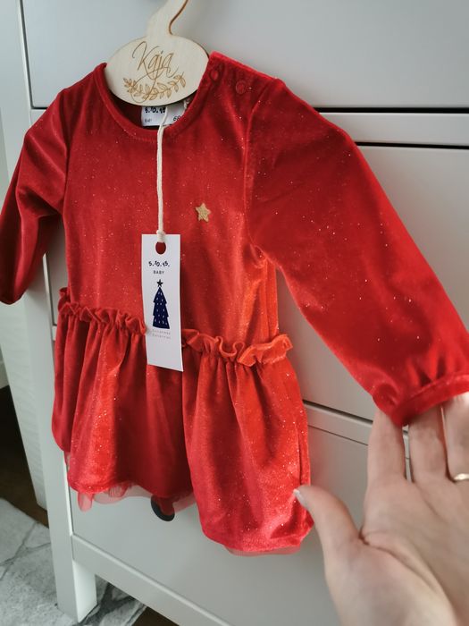 NOWA Czerwona welurowa świąteczna sukienka 5.10.15