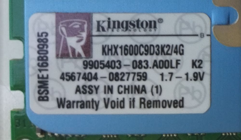 ОЗУ Kingston DDR3 2 x 2 = 4 Gb