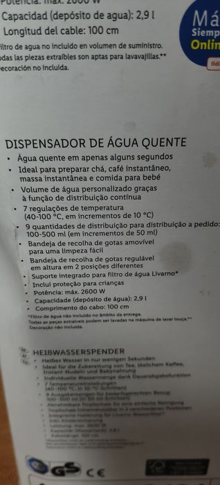 Dispensador de água quente