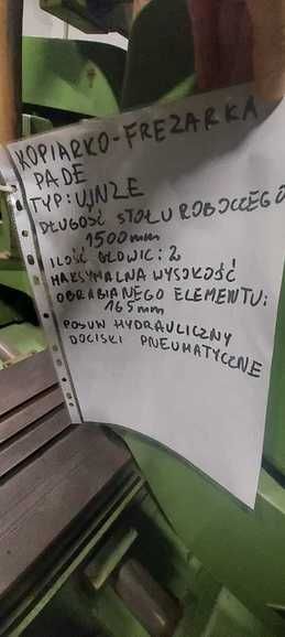 Frezarka Wzorcarka Kopiarka Liniowa PADE UJNZE