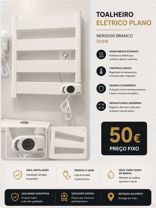 Toalheiro Elétrico Plano NERIS500 Branco 500W – Como Novo