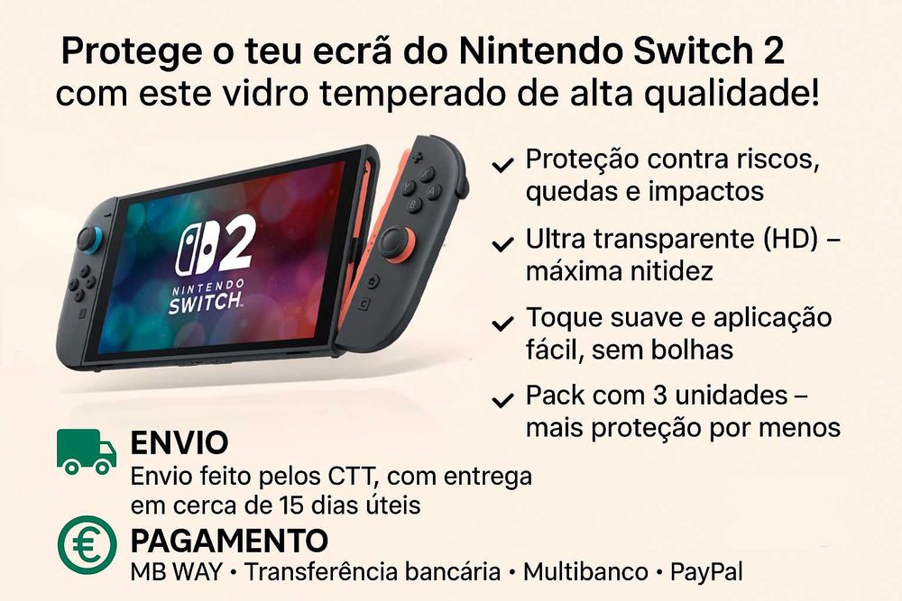 Protetor de vidro temperado para Nintendo Switch 2