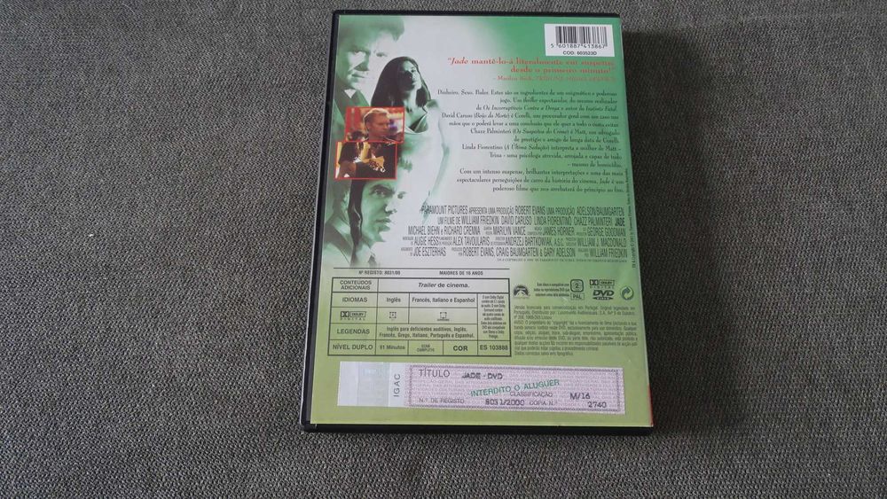 DVD Jade . William Friedkin - 1995. RARO