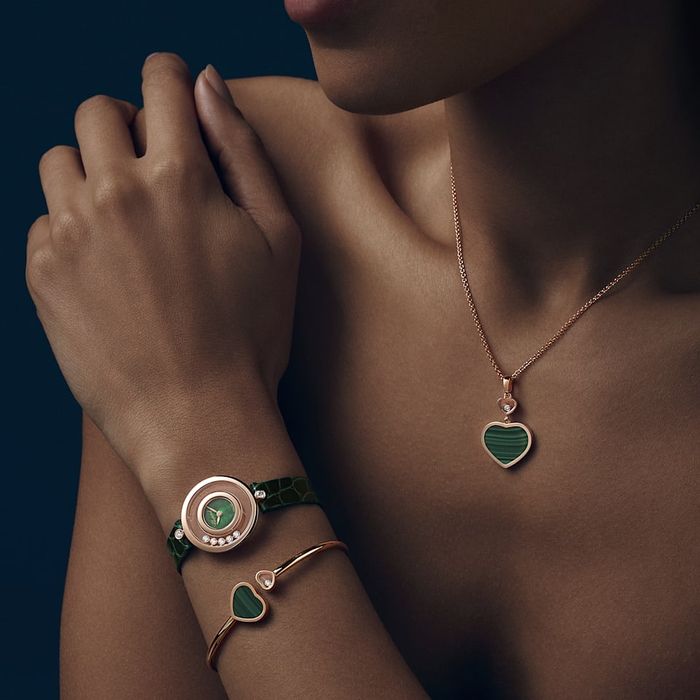 Chopard Happy Hearts Rose Gold Malachite Diamont Bangle