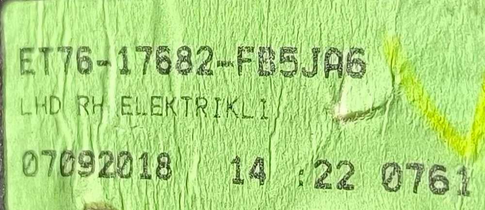 Espelho Retrovisor Direito ET76-17682-FB5JA6 - FORD TRANSIT COURIER B460 Caixa/monovolume