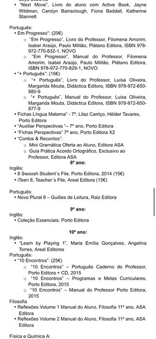 Vendo livros e manuais escolares !