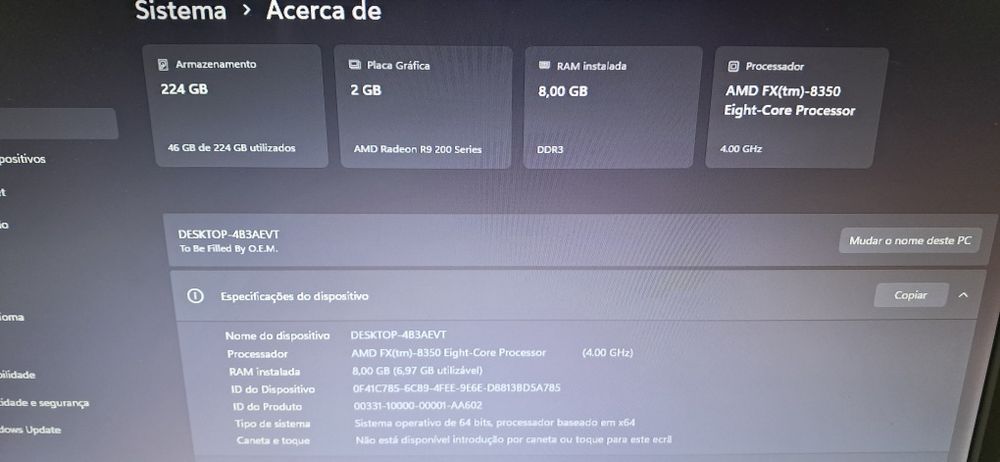 PC CPU Amd FX 8350 8Cores  Gráfica R970x 2Gb 8Gb RAM 256SSD