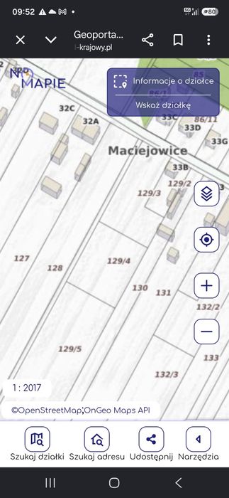 Działka budowlana  60 x 50 metrów