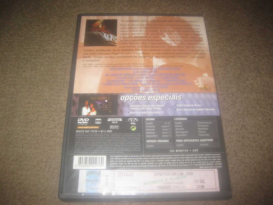 DVD "O Feitiço da Lua" com Cher/Raro!