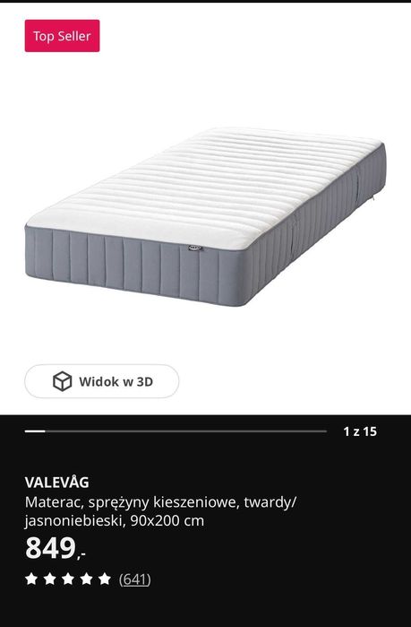 Łóżko IKEA rama + materac 90x200 cm