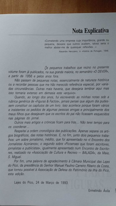 Figuras e Factos Notas Históricas - Ermelindo Avila