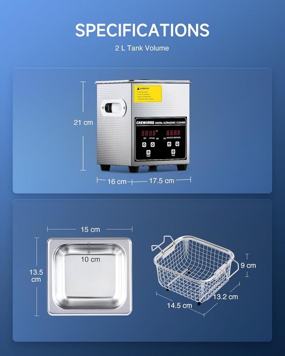 CREWORKS Ultrasonic Cleaner 2 l, urządzenie ultradźwiękowe