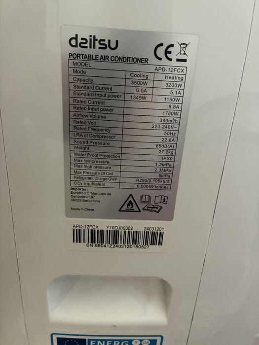 Arcondicionado daitsu quente/frio