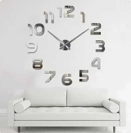 ХИТ!Настенные 3D часы 120 см большие серые ZH002.УСПЕЙ!