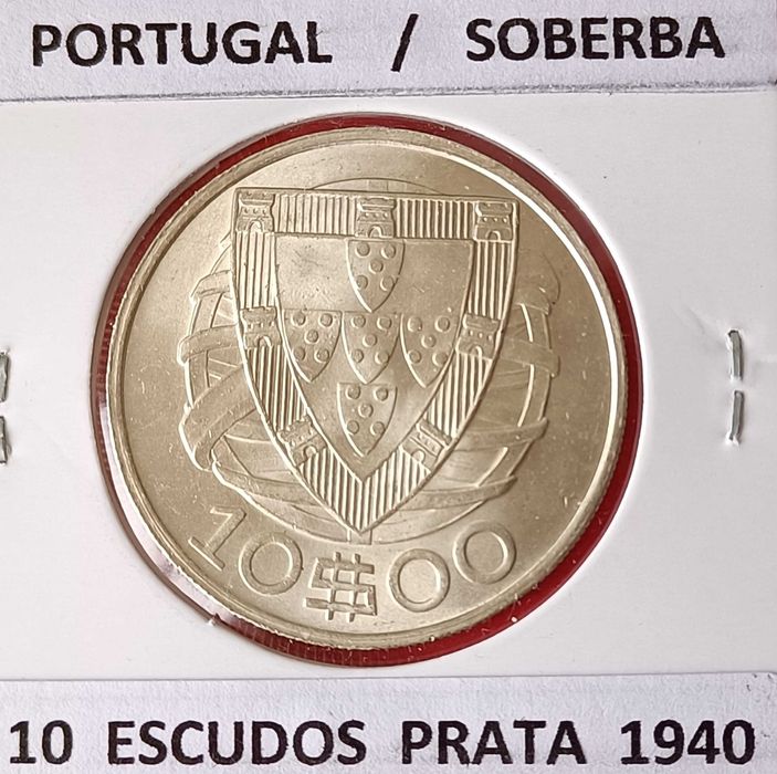Moeda 10 Escudos 1940 da 2ª República Portuguesa  Emissão anual Prata