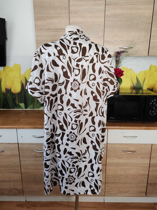 Lekka sukienka koszulowa midi rozmiar ok 48 poliester