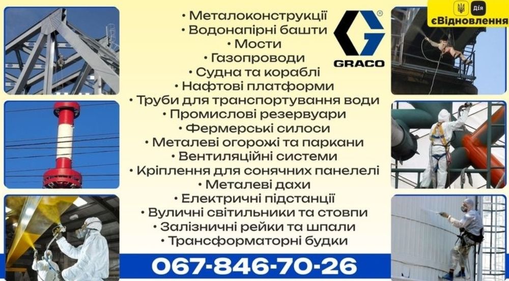 фарбування Покраска дахів складів ангарів ферм фасадів побілка вапном