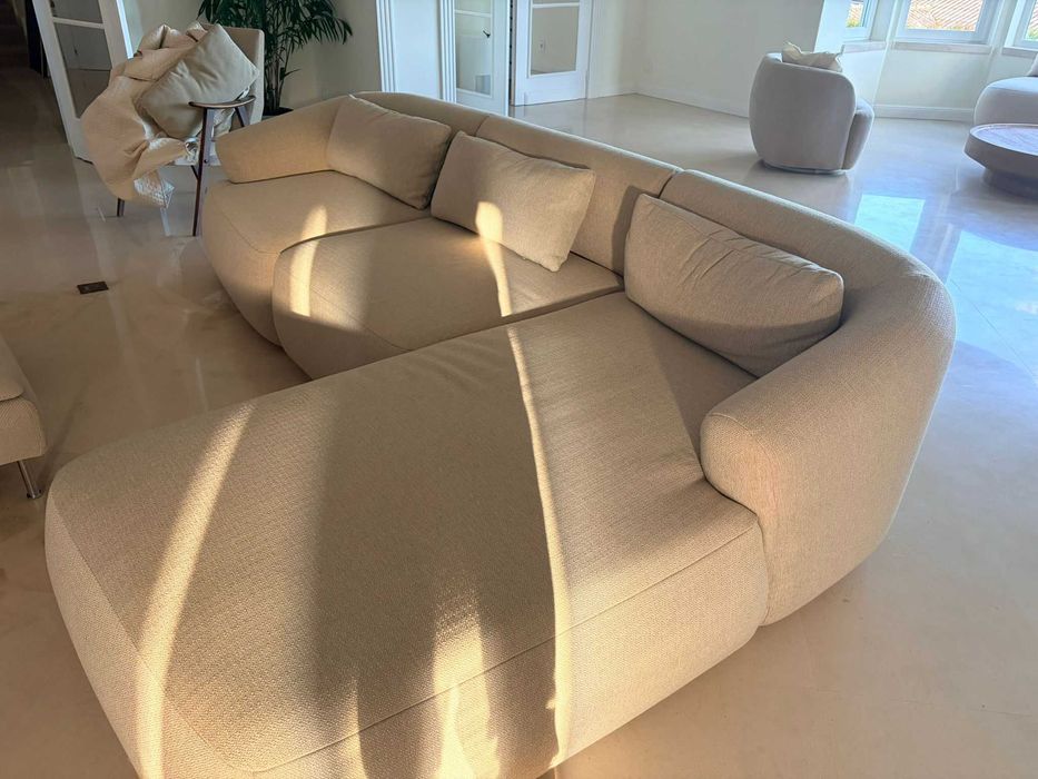 Sofá de 3 lugares com Chaise Long - Almofadas incluidas, como novo, sem uso
