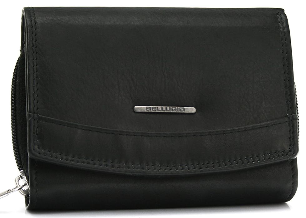 Skórzany portfel damski Bellugio - czarny