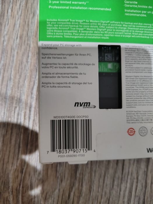 Накопичувач SSD M.2 2280 1TB SN3000 WD (WDS100T4G0E) запечатаний, новий