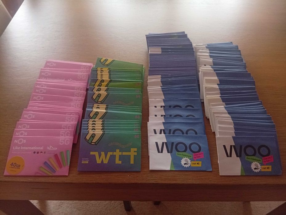 Cartões telefónicos SIM , tarifário WOO , WTF , Nos Like internacional