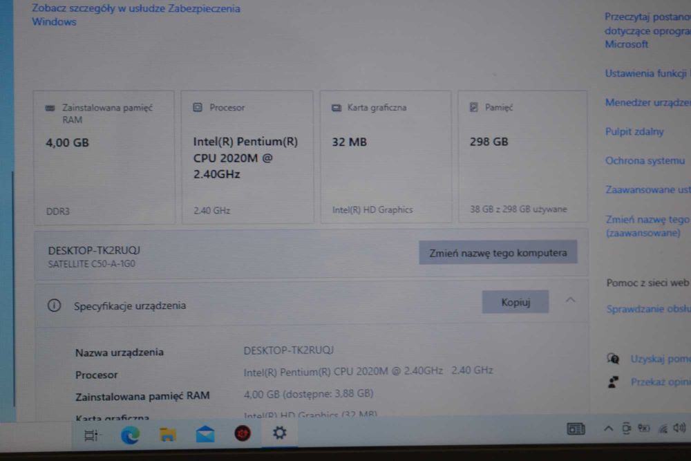Toshiba C50-A Pentium 2020M / 4gb Ram / 320gb HDD / Windows 10