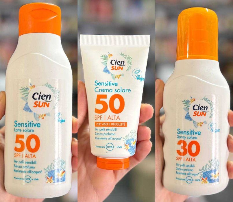 Сонцезахисний крем Cien Sun чутливий тіло,лице 30 і 50 SPF