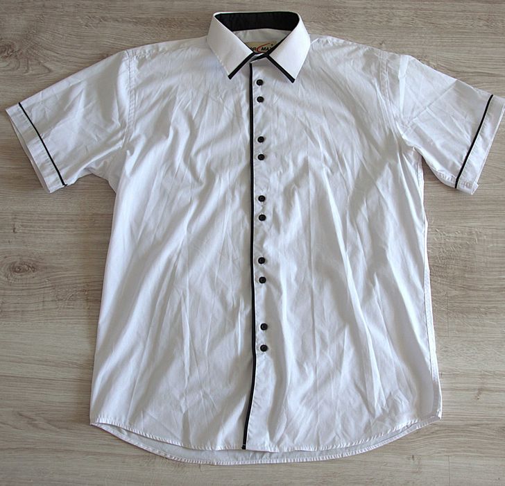 Koszula By Evergreen For Max 42 Slim, biała, 176-182 cm. krótki rękaw.