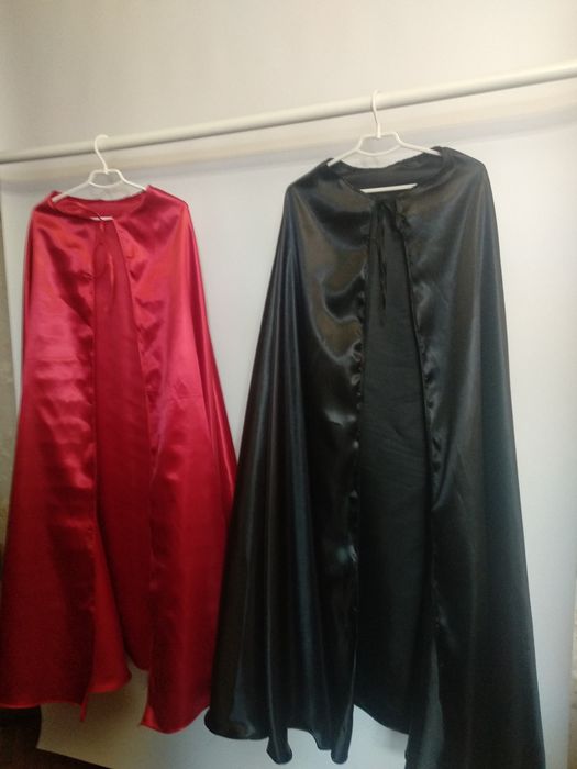 Плащ мантія накидка чорна довга і широка атлас