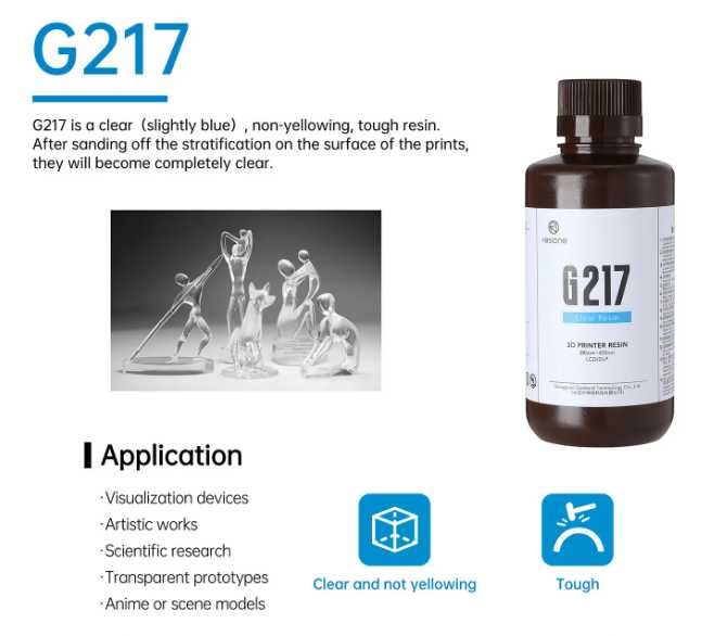 Набор смола для 3D-принтера прозрачная RESIONE G217, гибкая F80HS-1: 3 ...