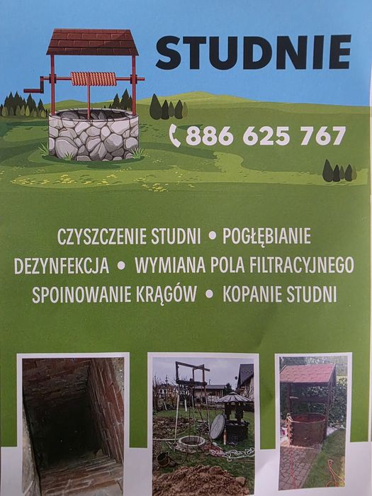 Usługi studniarskie czyszczenie studni odmulanie pogłębianie przyłącza