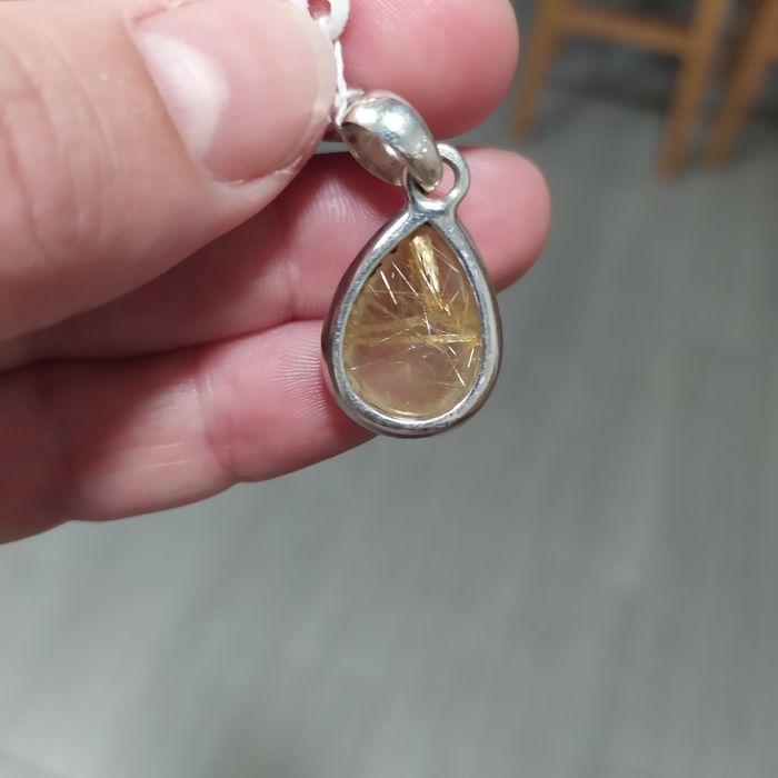 Pendente quartzo rutilado prata
