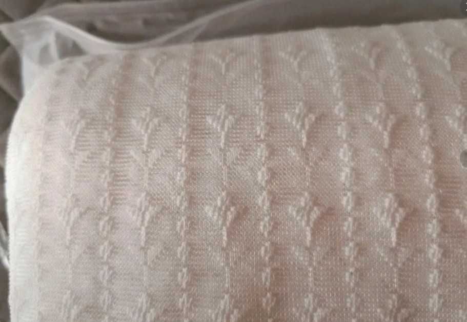 Rustykalne firanki z haftem, komplet 2x 140x145 cm, białe