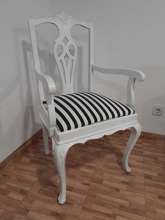 cadeirão Queen Anne - lacado branco