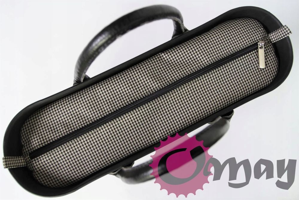 Czarny organizer do OBAG STANDARD pepitka piasek 2 kieszenie OMAY