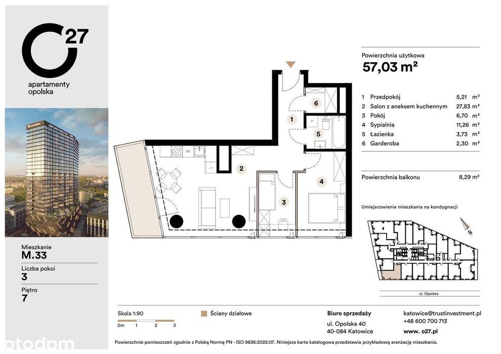 3-pokojowe mieszkanie 57m2 + balkon Bezpośrednio