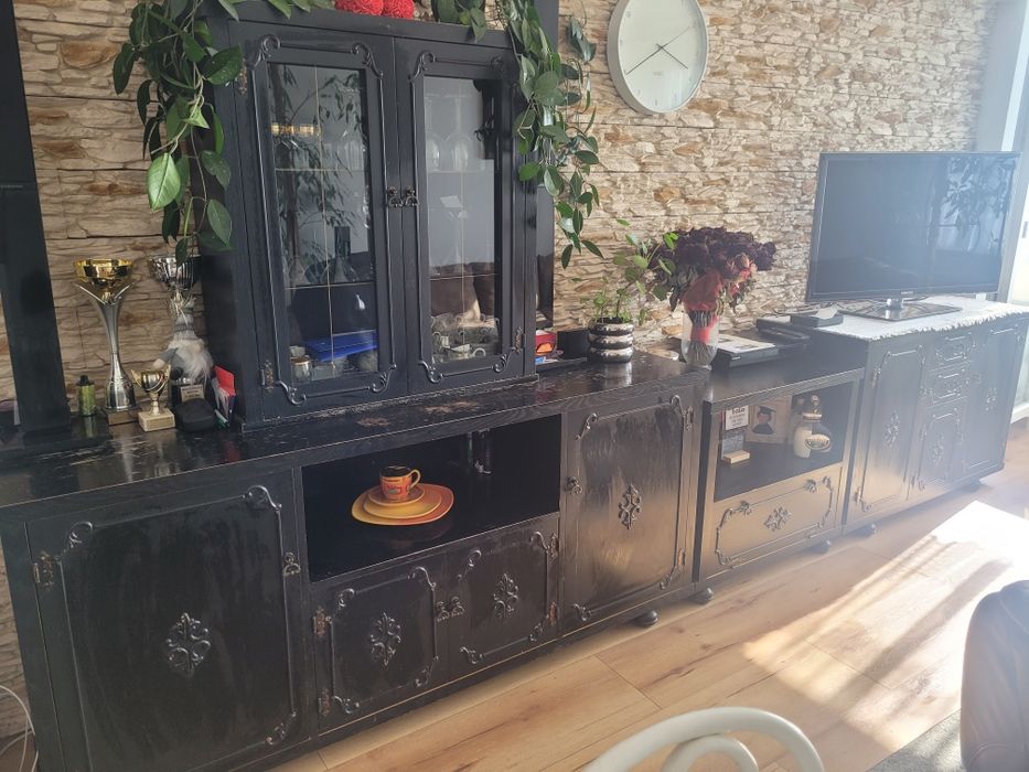 Meble czarne,  antyk drewno blaty do renowacji