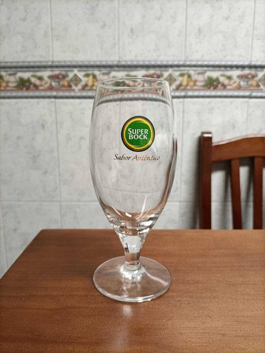 Copo de vidro pirogravado *Super BocK*