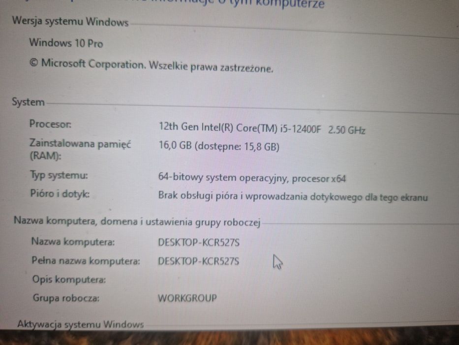 Komputer Gamingowy i5 12th Rtx 3060 12gb