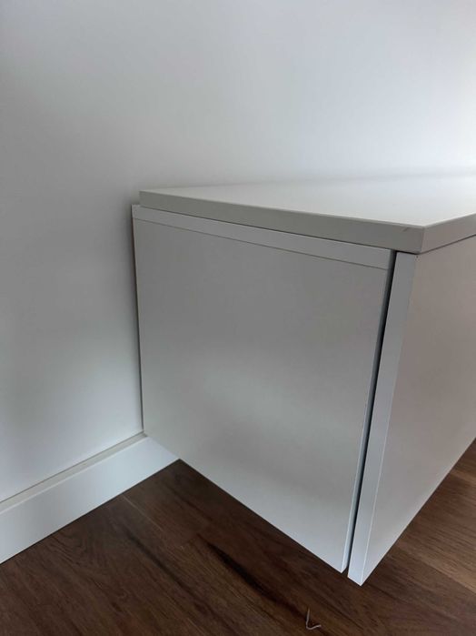 Móvel de TV Branco 3m com Tampo em Pedra Maciça – Modular (5 Peças)