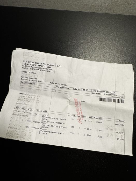 Apple iPhone 15 128 GB, Kolor Czarny