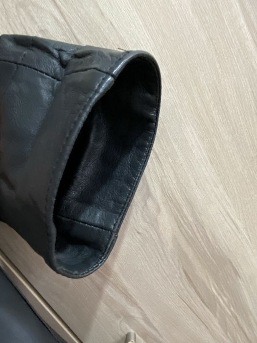 Via Divarci Chemise XXL długi płaszcz damski czarny skóra skórzany