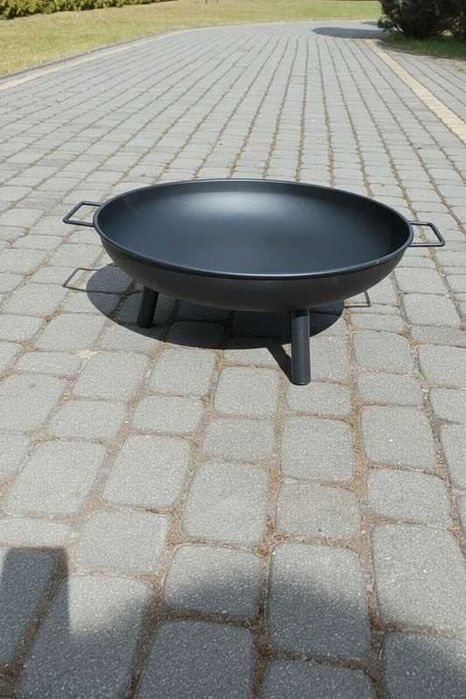 Palenisko ogrodowe 60 cm stalowe do ogniska grilla i kociołka z uchwytami solidne