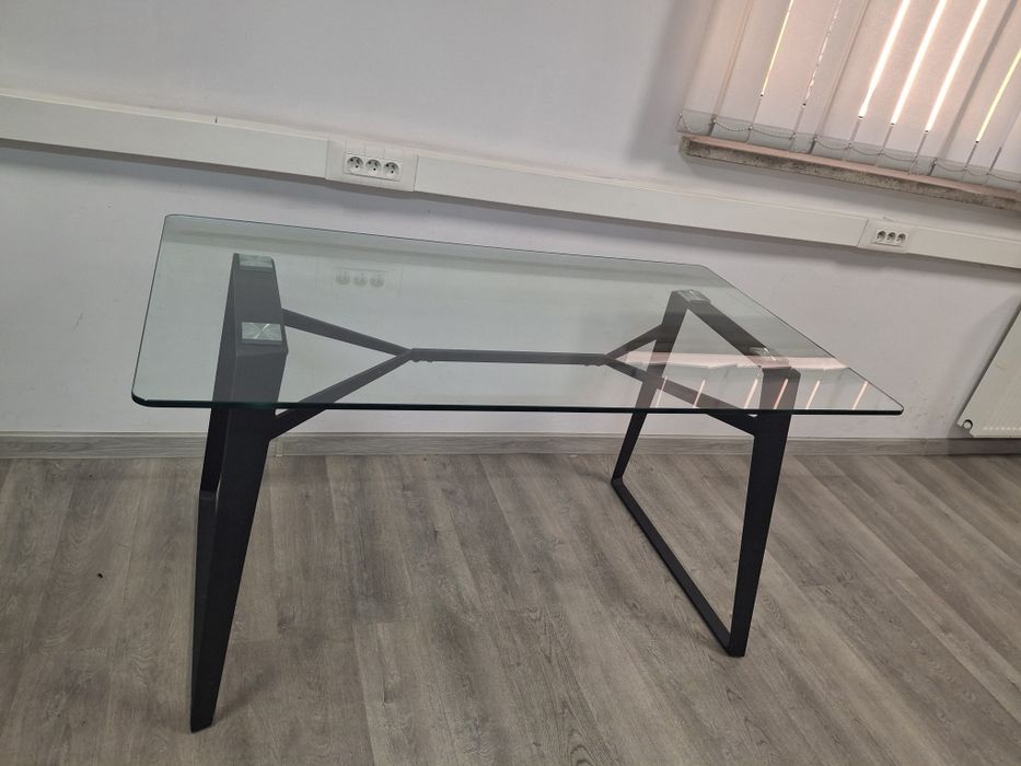 Stół loft szklany metalowe nogi stol