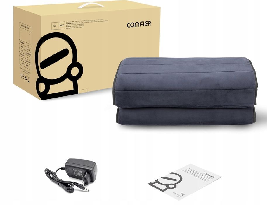 Mata Masująca Comfier CF-3603U Wibracji Podgrzewaniem Szara 10 Silnikó