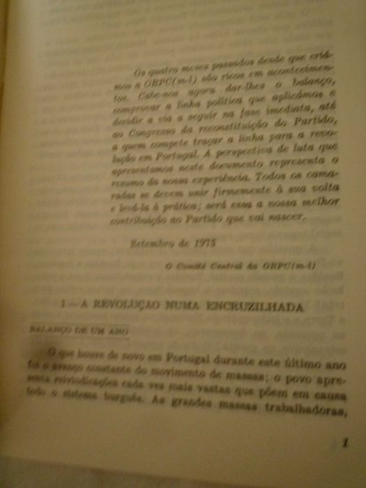 Documento Raro- Comité Central da ORPC-ML Por uma Frente Anti-Facista