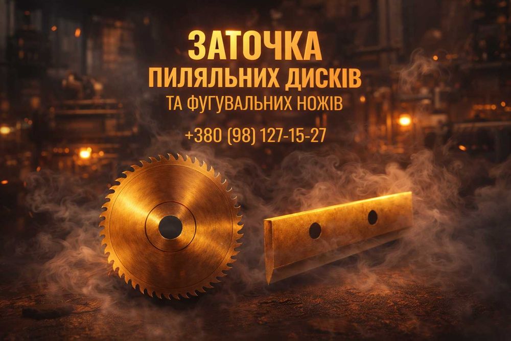 Заточка дискових пил, пиляльних, пильних дисків, фуговальных ножей
