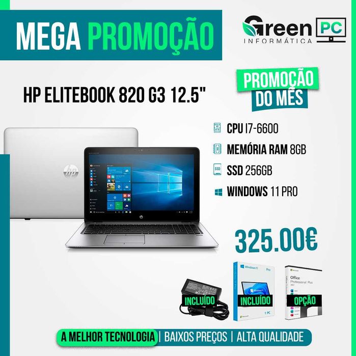 HP ProBook 820 G3 | SSD 256GB | i7-6600U | Super Leve e Fino