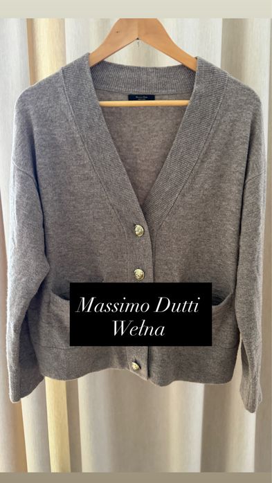 Damski kardigan Massimo Dutti wełna brązowy